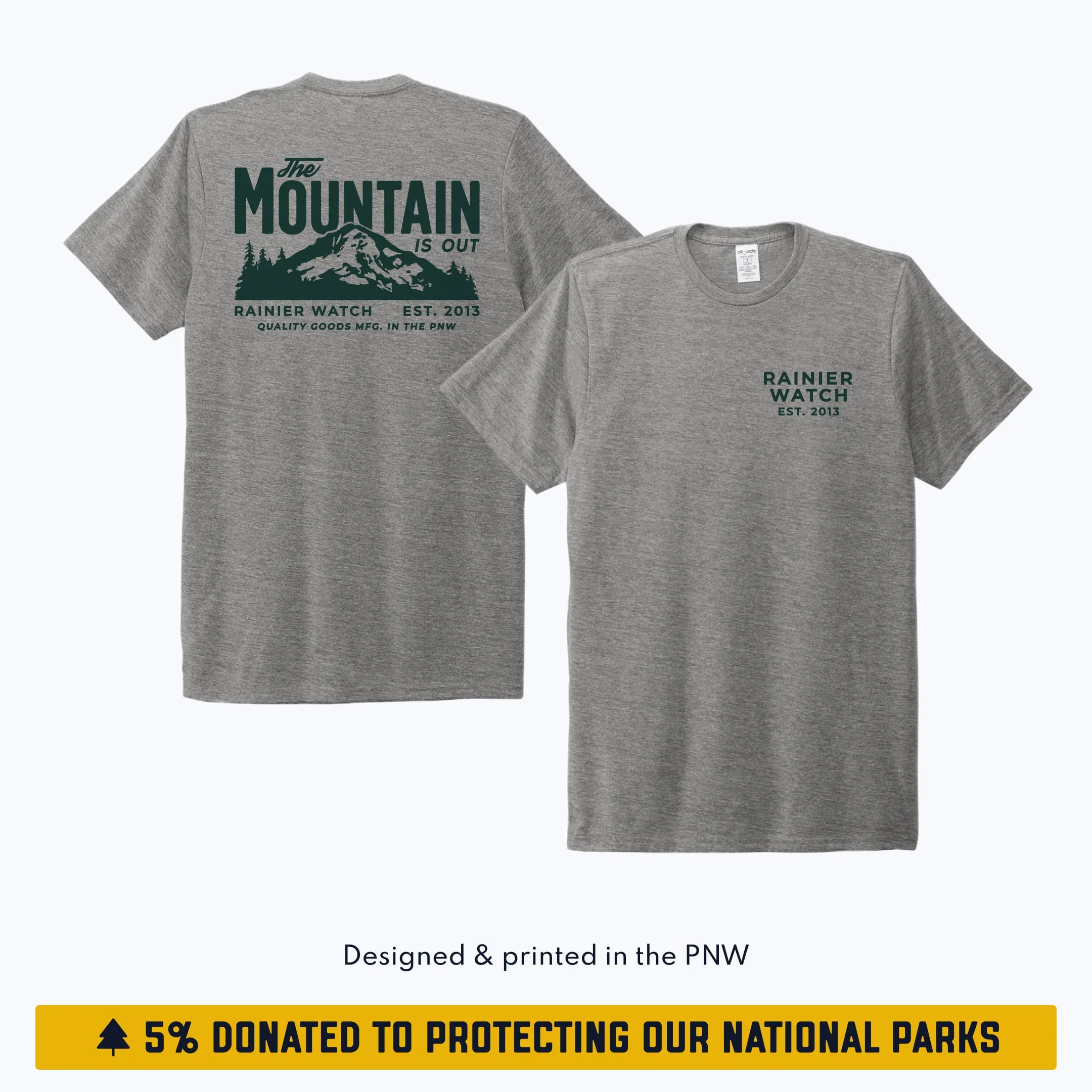 The Mountain Is Out Unisex Eco Tee - Double Sided - Heather Gray - Image 10