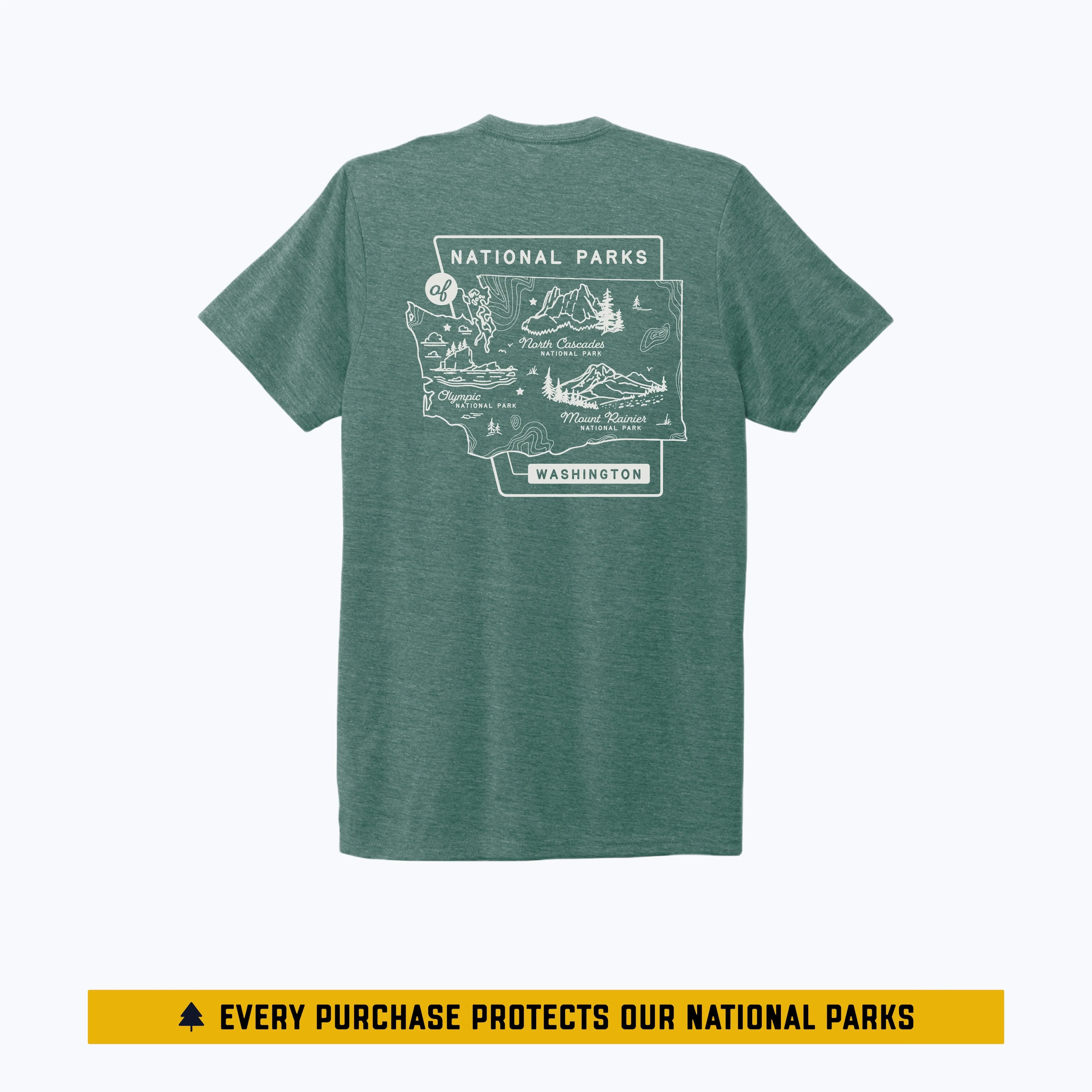 Washington National Parks Unisex Eco Tee - Sea Green - Image 3